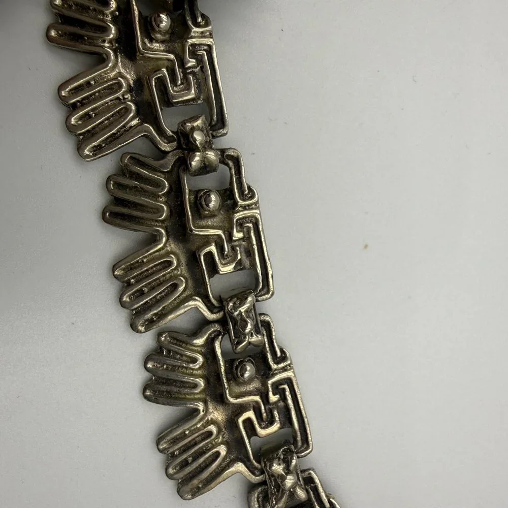 Heavy Sterling Silver Taxco Mexico Eagle Warrior Necklace Carved Amethyst Face - Picture 6 of 6